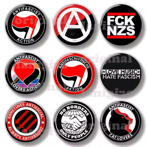 44MM Antifa Aktion FCKNZS Pin Soft Button Pin Jewelry Creative Badge Cartoon Brooch Lapel Pin Bag Ha