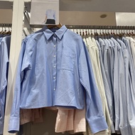 UNIQLO Japanese Single 25 Womens Oxford Textile Box Striped Shirt Long Sleeve Shirt Casual Thin Coat