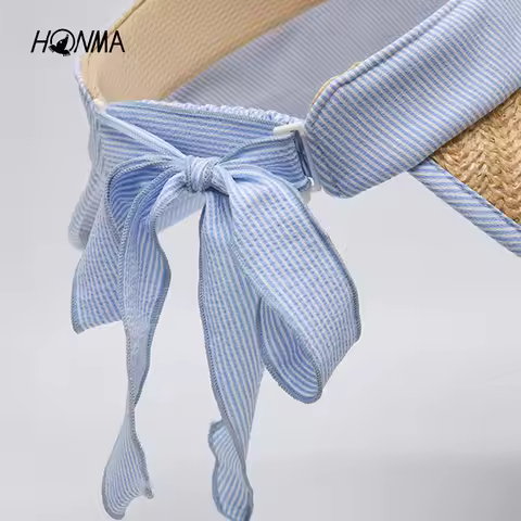 HONMA Women Straw Golf Visor 2026 Sun Protection Open Top Hat Adjustable Ribbon Outdoor Cap