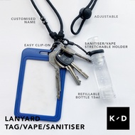 L-36 LANYARD Customised Adjustable VAPE SANITISER HOLDER Necklace gift customise present tali tag