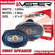 [JIMAT KINGS] VEPER 6x9" Inch 5 Way Car Coaxial Auto Audio Music Stereo Car Speaker Max 1200W - 1 pa