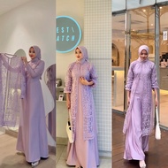 JEOFANA-RADIFAA SET OUTER BRUKAT MOTIF MIX TILE DOT ONE SET NEW IRENA DRESS SHIMMER SANTORINI DRESS 