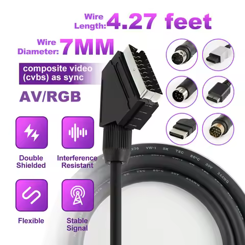 RetroScaler Composite Video on SYNC C-sync Scart (JP) RGB Cable for MD1 MD2 PS2 PS3 Saturn Xbox Orig