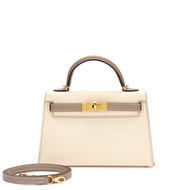 Hermès Nata and Gris Asphalte Epsom HSS Mini Kelly II 20 Gold Hardware, 2021