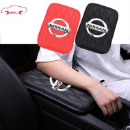 Car Armrest Pad Universal Leather Auto Center Console Storage Box Cover Mat Automobiles Waterproof Armrest Protector Cushion For Nissan Almera Grand Livina Sentra Navara Frontier Latio X-Trail Serena NV200 NV350