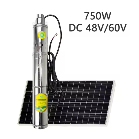 750W DC 48V 60V Solar Deep Water Pump With Built Controller Stainless Steel Solar Submersible Pump M