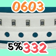 10pcs Chip resistor smd 332 3K3 5% size 1608 0603 3.3Kohm 3.3K ohm 3.3K ohm 3.3Kohm 3.3 Kohm 3.3 Koh