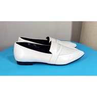 15mins: Women's Shoes Genuine Leather White Pointed Toe Flat Sole Casual Style/Bot Comfortable To We