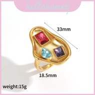 Stainless Steel Modern Ring With Gemstone Inlay For Women Trendy Accessory Hand