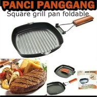 Square Grill Pan 24cm teflon Pan BBQ Grilled Satay Versatile