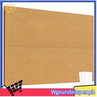 【W】12inch X 12inch Cork Tiles, 6 Pack Cork Boards for Wall with Safe Removable Adhesive Tabs, Large 