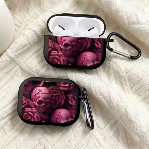 Case For Airpods 2 Pro3 Pro 4 1 3 Pro2 Earphone Cases Cover Pink Skulls And Roses