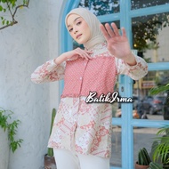 Atasan Batik Wanita Kancing Depan Blouse Batik Lengan Panjang Blouse