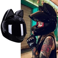 HNJ Electric Motorcycle Cat Ears Helmet Female Four Seasons Full Helmet Unisex