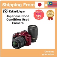 Pre-loved Nikon Digital SLR camera D3200 200mm Double Zoom Kit 18-55mm/55-200mm attached red D3200WZ