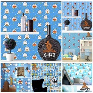 Wall sticker wallpaper wallsticker 45cmx 10m 3D Doraemon marble character bedroom aesthetic 3D embos