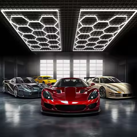 Hexagon LED Lights 6500K Daylight Honeycomb Ceiling Lamp High Bright for Garage Workshop Car Detail 