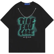 COD [200g Pure Cotton Back Collar Dropped Shoulder] Chain Loose Printed Short Sleeve Men's T-Shirt W