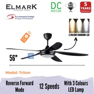 ELMARK TRITON 56” DC REMOTE CEILING FAN WITH 3 COLOUR CHANGING LED LIGHT / KIPAS SILING