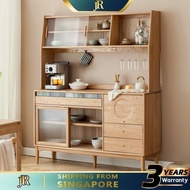 JR SSL Kitchen Cabinet Storage Cabinet Wooden Solid Wood Dining Household Cupboard Ash Simple Tea New Large Capacity JP
