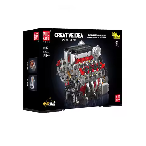 MOULD KING 10130 F488 Supercar V8 Engine Building Blocks Technical for Children Christmas Gift Cheap