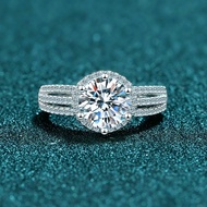 X-152 925 Sterling Silver Women's Ring, 2 Carat Moissanite (Including Certificate)/8mm Zircon