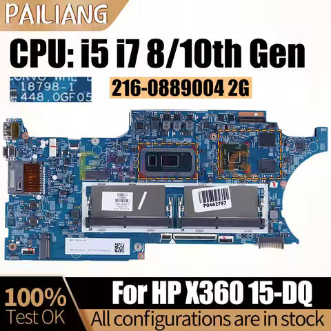 For HP X360 15-DQ Laptop Mainboard 18798-1 i5-8265U i5-10210U i7-10510U 216-0889004 2G L72027-601 No