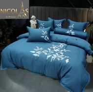 (💥SALE CỰC RẺ) SET 7 MÓN CHĂN GA GỐI LỤA TƠ TẰM "NICOLAS" GA PHỦ TRẦN CAO CẤP NHẬP KHẨU CHÍNH HÃNG