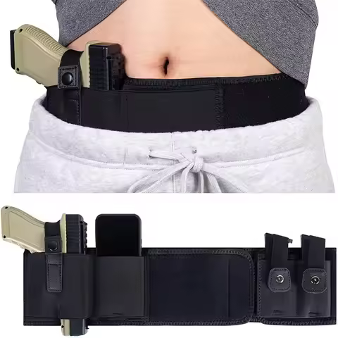 Belly Band Gun Holster Concealed Carry Waist Band Pistol Holster Pouch Magazine Holder Belt EDC Orga