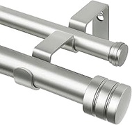 TONIAL1 Inch Double Curtain Rods 140 to 195 Inches, Heavy Duty Decorative Long Drapery Rod for Windo