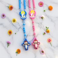CATHOLIC CHILDREN'S ROSARY NECKLACE – 8MM CHALK BEAD CATHOLIC ROSARY/ SEKAMI ROSARY/