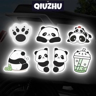 QIUZHU 5Pcs/Set Motorcycle Helmet Decal Waterproof Creative Pandas Night Warning Sign Reflective Sti