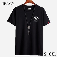 IELGY 【S-6XL】summer short-sleeved t-shirt men's pattern cotton round neck bottoming shirt plus size