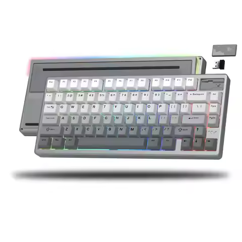 Womier SK71 Pro Grey CNC Aluminum Tri-Mode Wireless VIA Gaming Keyboard Hot-Swap Gasket Mounted Mech