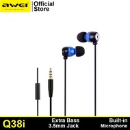 Awei Q38i In-Ear 3.5mm Earphone Wired with Mic Strong Deep Bass Power High Performance Headset Earbuds