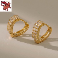 gold earrings 18k pawnable legit zirconia geometric V-shaped earrings light luxury temperament female fashion accessories