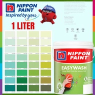 🔥 FOC FREE GIFT 🔥1L NIPPON  EASY WASH INTERIOR MATT WASHABLE PAINT /CAT DINDING DALAM TAK KILAT ( NPSG GREEN )