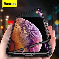 Baseus Magnetic Adsorption Phone Case For iPhone XS Max Xr Coque Luxury Magnet Tempered Glass Back C