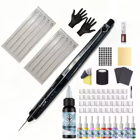 POSEIDON Hand Poke Tattoo Kit Professional 10 Tattoo Needle Hand Poke Pen And Stick Tool Tattoo Kit 