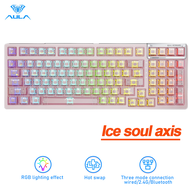 AULA F98 Hotswap คีย์บอร์ดแบบกลไกไร้สายบลูทูธไร้สาย3โหมด RGB 99คีย์ RGB โปร่งใส Keycap 4000MAh แบตเตอรี่สำหรับนักเล่นเกมคอมพิวเตอร์แล็ปท็อป Android IOS