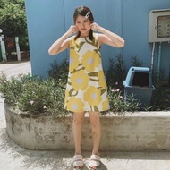 (Pre-Order 20 Days) BIRUCHU A-LINE DRESS - Yellow Hana 短袖洋裝 黃色 花