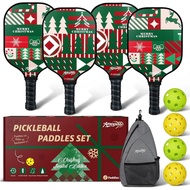 Amoswiz,Pickleball Set of 4 Adult Fiberglass Family Pickleball Paddles, Lightweight Honeycomb Core, 