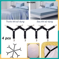 (COMBO 5) SET OF 4 Stainless Steel 3-Prong DRAP CLIPS - Fix Bed Sheets, Prevent Movement, Good Stren