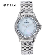 TITAN White Dial Silver Metal Strap Women's Watch 9798SM02