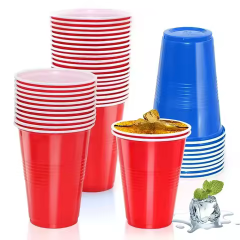 50PCS 16oz/500ml Plastic Party Cups Plastic Cup Set Beer Pong Game Drinks, Wedding Birthday Party Pl