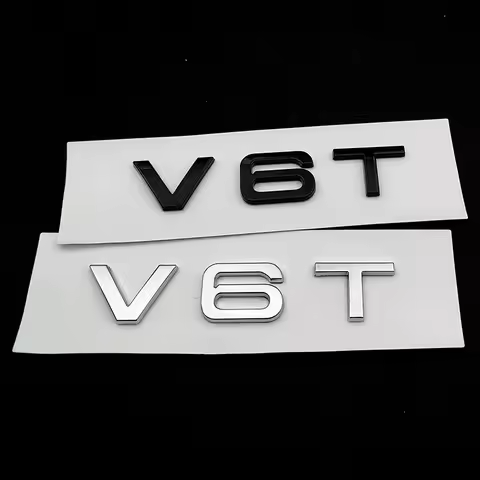 3d ABS Chrome Black V6T Logo Number Letters Car Fender V6 T Emblem Badge For A6 C7 A4 4 S4 V6T Stick