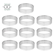 10Pcs 4.5cm Round Stainless Perforated Seamless Tart Ring Quiche Ring Tart Pan Pie Tart Ring with Hole Tart Shell Ring