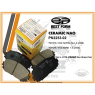BEST FORM CERAMIC NAO FRONT BRAKE PADS (PN2253-02) TOYOTA VIOS NCP93 (G) 1.5 (2008), TOYOTA VITZ NCP