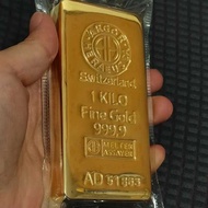 Swiss Simulation Gold Bar 1000G Brick Solid Copper Plated Sample Prop Ornament