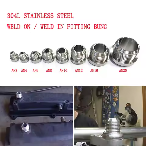AN3 AN4 AN6 AN8 AN10 AN12 AN16 AN20 STAINLESS STEEL WELD ON FITTING BUNG MALE